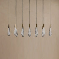 Lustre moderne et simple de 36,75 cm de largeur avec 12 lumières, design goutte de pluie, pour escalier, restaurant, bar, banquet de mariage, éclairage en forme de goutte d'eau