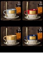 335ml Tasses en céramique créatives de style saoudien Inscription du Moyen-Orient pour lait glace café thé et Sauce Couple coffret cadeau