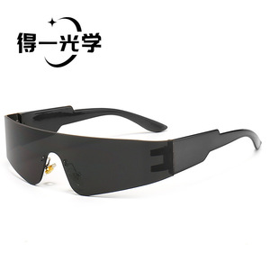 Frameless Sports <b>Sunglasses</b> PC Lens UV400 Protection Outdoor Cycling Black - Product Image 1