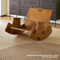 Fauteuil à bascule minimaliste de style rétro en bois massif - Meuble de loisirs multifonctionnel inclinable et inclinable pour le salon