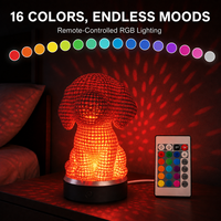 Lampe de Projection 3D Chien Creux RVB 16 Couleurs Changeantes avec Télécommande