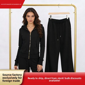 Dropshipping Ropa Deportiva Sweatshirt Hoodie and Sweatpants <b>Set</b> Womens Yoga Wear Running Zip-up Conjunto Mujer Autumn Winter - Product Image 2