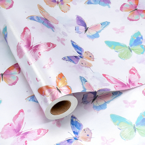 Multicolor Watercolor Butterfly Design Wrapping <b>Paper</b> For Little Girl Birthday Party Kid Favor Present Box Decoration - Product Image 3