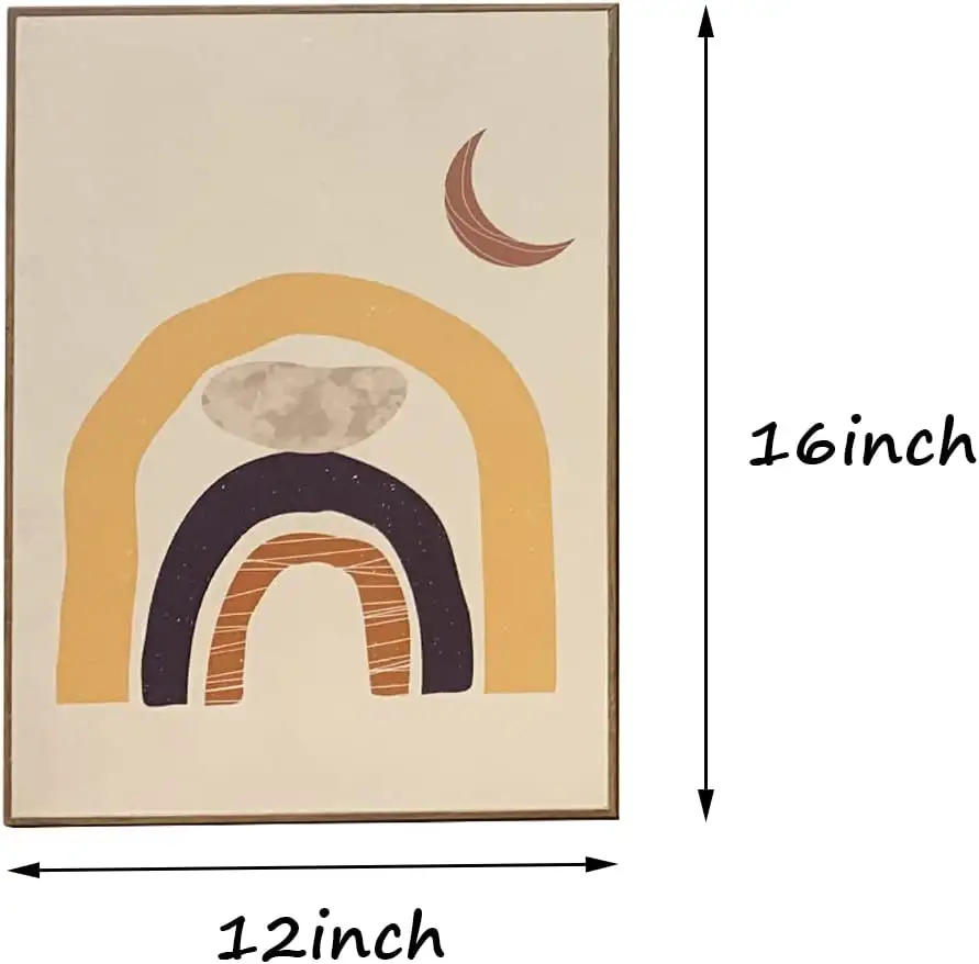 Dekorasi dinding Boho lukisan estetika seni dinding kanvas berbingkai 3 panel 12x16