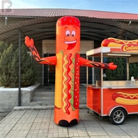Mannequin gonflable géant de 2m en forme de hot-dog, dansant et ondulant, pour chariot de restauration rapide, snack-bar ou promotion routière