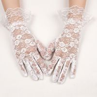 Gants courts en dentelle florale pour femmes, élégants, à volants, pour les fêtes, l'opéra, les dîners, les mariages