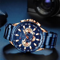Reloj CURREN 8363 para Hombre, Relojes de Cuarzo Deportivos de Lujo, Resistentes al Agua, Cronógrafo, Fecha, Correa de Acero Inoxidable, Manecillas Luminosas