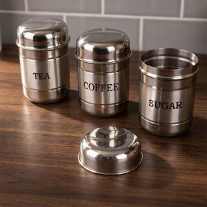 Premium Durable Stainless Steel Storage <b>Jar</b> with Airtight Seal Carved Design for Kitchen Organization and <b>Food</b> Storage - Product Image 1