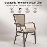Chaise de banquet moderne en aluminium de qualité commerciale Foshan, chaise de salle à manger/salon d'hôtel de luxe, chaises d'événement avec accoudoirs rembourrés
