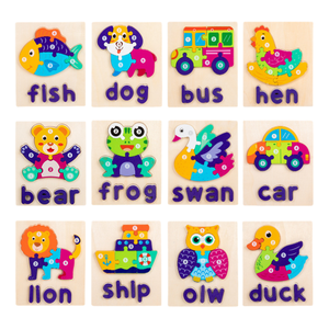 En bois 3d Animal Puzzle Enfants Éducation Précoce Mot Puzzle Jeu <span class=keywords><strong>Intelligence</strong></span> Développement Puzzle Bois Jouets Pour Enfants - Product Image 3