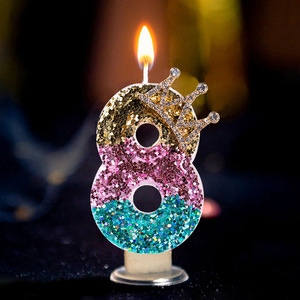 <span class=keywords><strong>Bougie</strong></span> d'<span class=keywords><strong>anniversaire</strong></span> sans fumée, bâtonnet numérique à paillettes colorées, étincelles roses 0-9, décoration de gâteau tendance pour célébrités Instagram, fête de bébé - Product Image 4