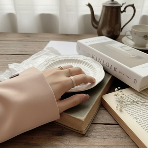 Vendita calda Tending Moda Coppia Anelli graziosi minimalisti Boho intarsio con 18K rosa placcatura in oro da uomo gioielli in argento all'ingrosso - Product Image 3