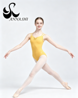 Maillot de Ballet para Mujer con Doble Tirante, Fruncido Frontal y Espalda Cruzada, Ideal para Gimnasia y Danza