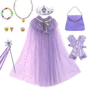 2024 princesse Cape ensemble filles Elsa Anna princesse Cosplay habiller accessoires paillettes cape Costume <span class=keywords><strong>pour</strong></span> les filles - Product Image 6