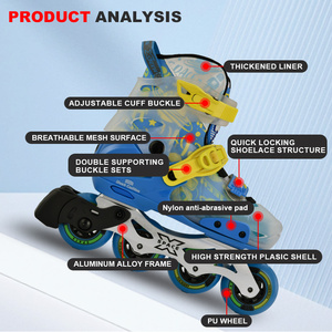 CNC nhôm sợi ngoài trời slalom <span class=keywords><strong>Inline</strong></span> Skate giày 4 bánh xe bền ABEC-7 Vòng bi con lăn Skate - Product Image 4