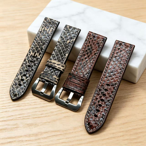 Elegante patrón de serpiente real exótico 20-26MM correas de reloj de cuero genuino hecho a mano correa de reloj Pytho intercambiable para Panera - Product Image 6