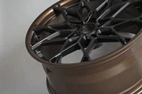 Jantes forgées sur mesure Yufei 20 pouces, design Y-Spoke Mesh bicolore gris bronze avec liseré cuivre |   5x112 Fit M4 6061-T6 Aluminium Concave Profond