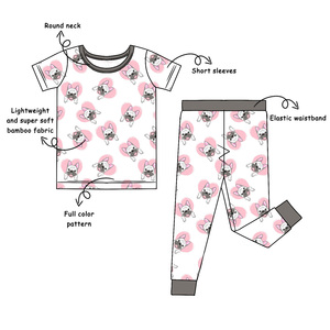 Conjunto de <span class=keywords><strong>Pijama</strong></span> de Bambú para Niños, Personalizable con Impresión a Color, Transpirable, Suave al Tacto, de Verano, <span class=keywords><strong>Manga</strong></span> <span class=keywords><strong>Corta</strong></span> y Pantalón <span class=keywords><strong>Largo</strong></span>, 2 Piezas - Product Image 6