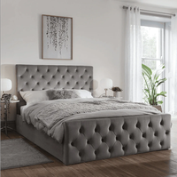 Mobilier de chambre personnalisé tête de lit rembourrée en velours pouf tiroir de rangement hôtel royal de luxe cadre de lit queen king size