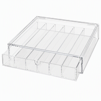 Boîte de rangement personnalisée en acrylique pour cravates, avec tiroir transparent, séparateur, support de cravates pour armoire, avec couvercle et plateau, support de rangement pour placard, avec logo OEM