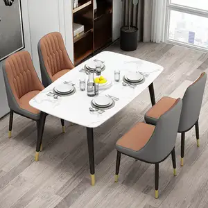 Langfang Wholesale Manufacturer Modern New Design Dinning Chair Yellow Leather Dining Chair Luxury Metal Frame Dining Chairs