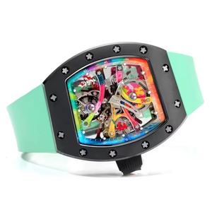 Boîtier en céramique style graffiti personnalisé, verre saphir, mouvement squelette tourbillon, élégant, polyvalent, unisexe, mécanique, 3 ATM, sport - Product Image 3