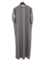 Thobe en coton pour homme, léger et respirant, décontracté, longueur cheville, manches courtes, couleur unie, broderie, tenue quotidienne du Moyen-Orient