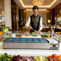 Table de préparation de salades et de sandwichs à refroidissement direct de 1,5 mètre, en acier inoxydable 201, pour usage commercial
