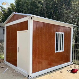Maison modulaire préfabriquée étanche de 20 pieds en acier galvanisé avec toit à pignon et finition imitation bois, type maison de ferme ou maison conteneur - Product Image 2