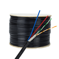 Cable de alimentación de CC de cobre 26awg para exteriores CAT5e Cable de red LAN de 2 pares para exteriores con cable de alimentación para Control