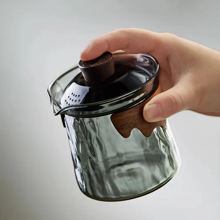 39 лет, Заводская Высококачественная боросиликатная новая стильная стеклянная чашка для чая с деревянным держателем, стеклянная крышка емкостью 390 мл