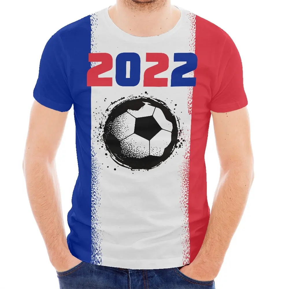 T-Shirts mit benutzer definiertem Logo gedruckt Kurzarm Frankreich Fußballspiel Männer Casual T-Shirts Herstellung Unisex T-Shirts für Männer