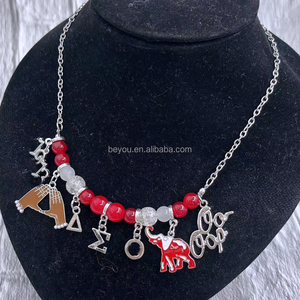 Personalizado rojo blanco dos tamaños cuentas cadena DST 13 Palm OOOOP elefante Rhinestone colgante collar joyería accesorio - Product Image 4