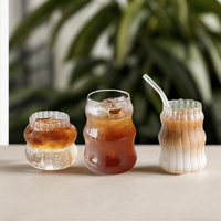 Tasse à fil de verre borosilicaté à bande verticale Mode moderne grande capacité Jus de fruits thé à bulles verre tasse à café glacée