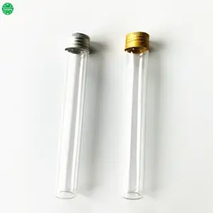 Round Flat Sample Bottle vanilla beans Glass Test Tube With Hand Screw Cap Liner