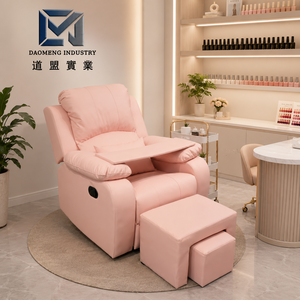 Sofá Cama Multifuncional Rosa para Salón de Uñas y Spa, Operado Manualmente, con Taburete Extensible, Apto para Spas - Product Image 1