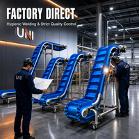 Convoyeur Incliné à Crampons Conçu pour la Manipulation des Aliments Surgelés en Usine de Production, Conception Sûre pour les Aliments, Durable