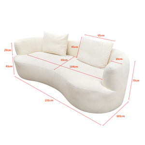 Wholesale Velvet Curved Boucle <strong>Sofa</strong> <strong>Cream</strong> White Modern 3-Seater with Throw Pillows Eco-Friendly Living Room Furniture for Villa - Product Image 5