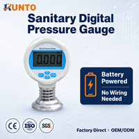 Manómetro Digital Sanitario de Acero Inoxidable 316L con Diafragma Plano, Conexión Tri-Clamp, IP65, Pantalla LCD, Precisión de 0.5%FS, Uso Higiénico