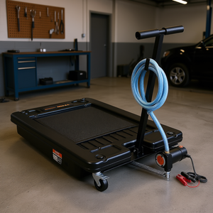 Bandeja de drenaje de aceite Vevor de 17 galones con bomba eléctrica, asa plegable y carrito rodante para camiones - Product Image 2