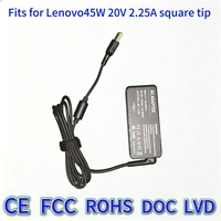 Adaptateur d'alimentation pour ordinateur portable 45W 20V 2.25A, pointe carrée fine, compatible avec Lenovo ADLX45NLC3A ThinkPad Notebook