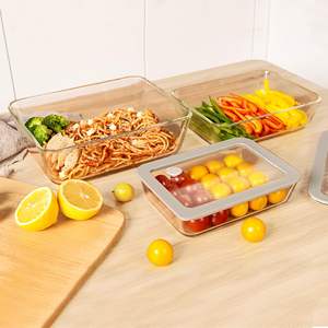 3-Pack Glass Food Storage <b>Container</b> <b>With</b> <b>Lids</b> for Lunch Boxes Glass Food <b>Container</b> Glass <b>Lid</b> - Product Image 5