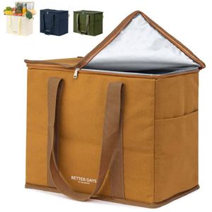 Grand sac isotherme pliable en tissu de coton avec isolation thermique en aluminium, sac isotherme personnalisé avec logo - Product Image 5