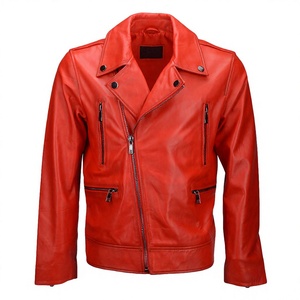 Chaqueta de motorista de cuero curtido vegetal Phoenix rojo de primera calidad, chaqueta de motocicleta para hombre hecha a mano, estilo distintivo - Product Image 1