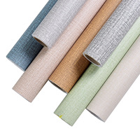Papier peint auto-adhésif moderne et minimaliste en PVC texturé lin, imperméable, ignifuge et résistant aux flammes pour dortoirs et espaces de divertissement
