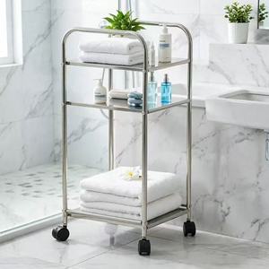 Chariot roulant en acier inoxydable, chariot utilitaire à 3 niveaux avec roulettes pour salle de bain, salon, hôtel, durable pour le salon - Product Image 1