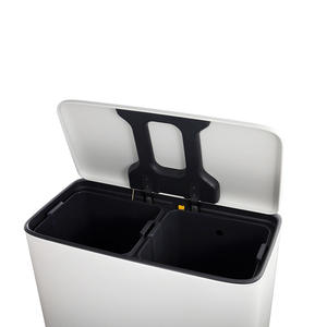 Poubelle de recyclage en acier inoxydable rectangulaire à pédale 2 kg blanc gris argent pour intérieur cuisine salle de bain - Product Image 5