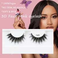 Faux cils en bande complète effet naturel 3D, aspect naturel, faits à la main, cheveux synthétiques avec bande ultra-fine, qualité supérieure