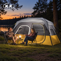 Tente familiale Kawagebo Kamp (KK) OEM résistante aux intempéries, installation instantanée et facile, pour 3 à 6 personnes, avec bâche de protection et fenêtres en maille coupe-vent