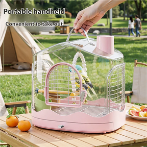 Yüksek Kaliteli Çevre Dostu Hafif Taşınabilir Şeffaf Nefes Alabilen Plastik Kuş Papağan Kafesi Evcil Hayvan Taşıyıcısı Büyük Kapasiteli - Product Image 3